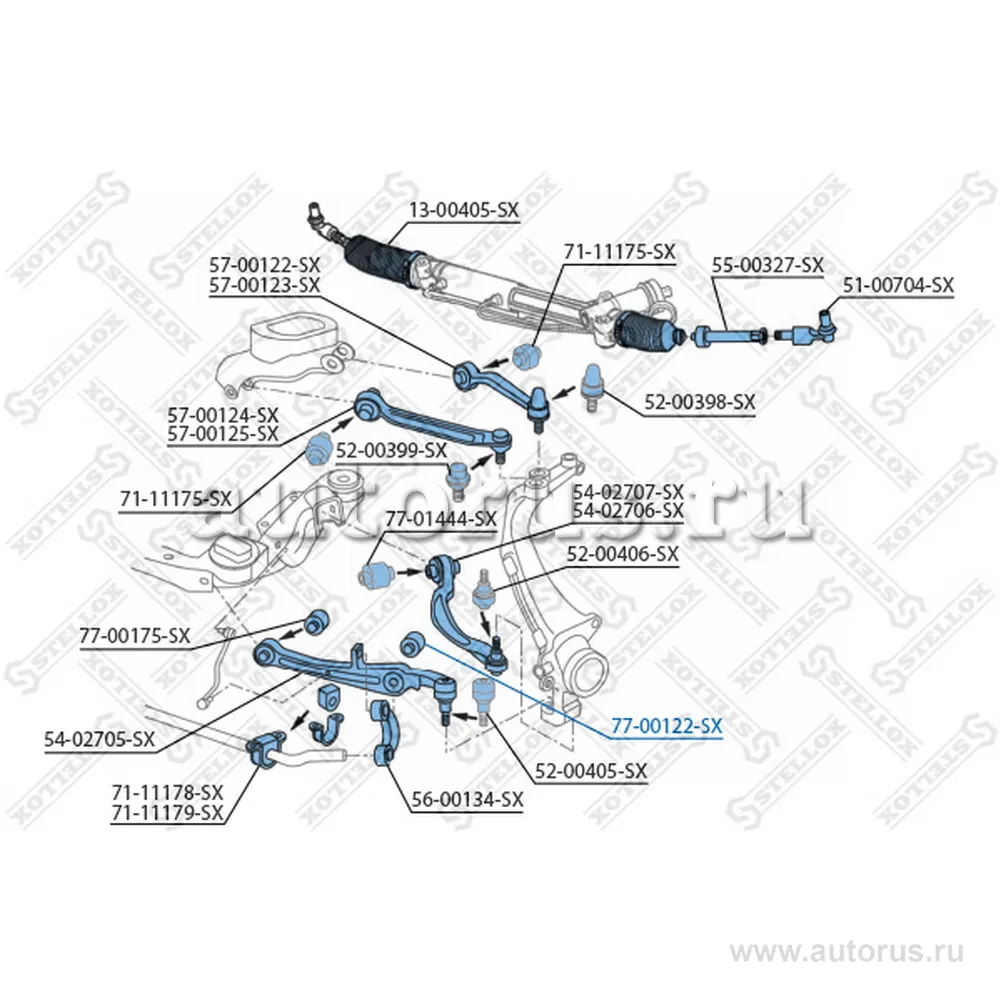 Сайлентблок пер. нижн. рычага Audi A6 all 05>/A8 all 03> STELLOX 77-00122-SX