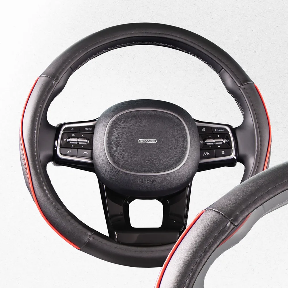 Оплетка руля SKYWAY Combo-7 экокожа Черно/Красная М SKYWAY S01102300