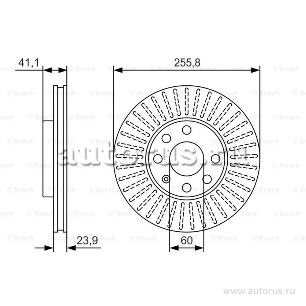 Диск тормозной передний (PREMIUM 2) OPEL ASTRA F/G/H /VENT D=256MM BOSCH 0 986 479 R76