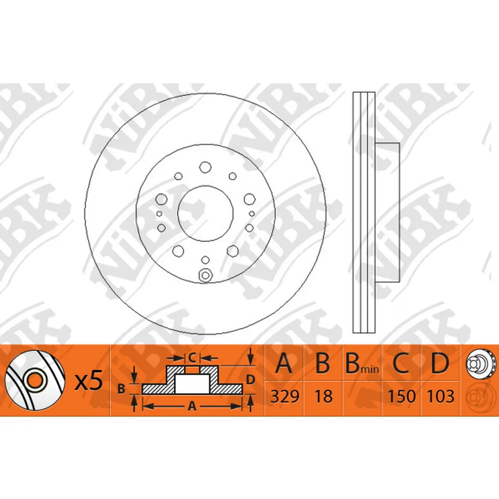 Диск тормозной задний TOYOTA LC100/LEXUS LX470 NIBK RN1215