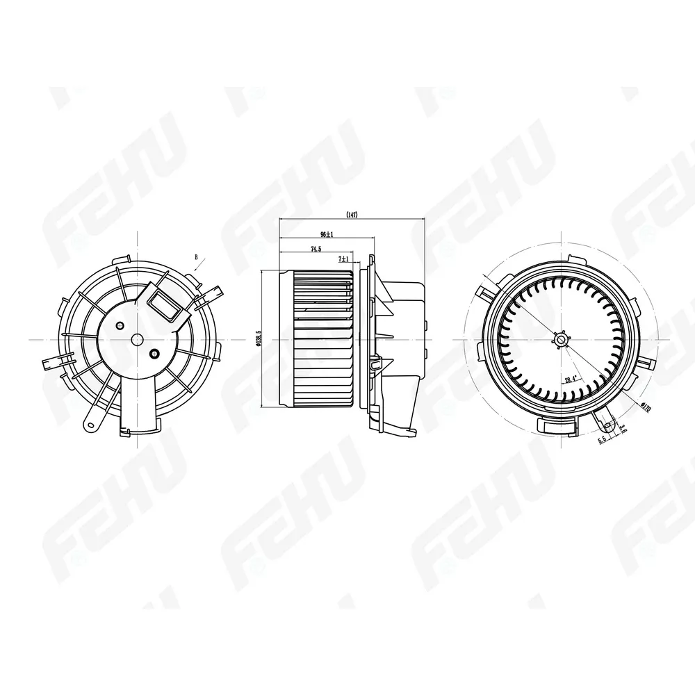 Электровентилятор отопителя Fiat Ducato/PSA Boxer/Jumper (06-) FEHU FFH1050