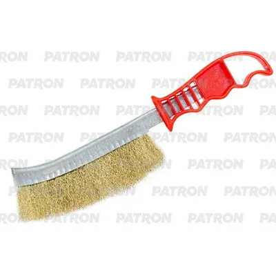 Щетка стальная прямая сплошная 230 х 140 мм, латунная, c пласт. р PATRON P-HB140