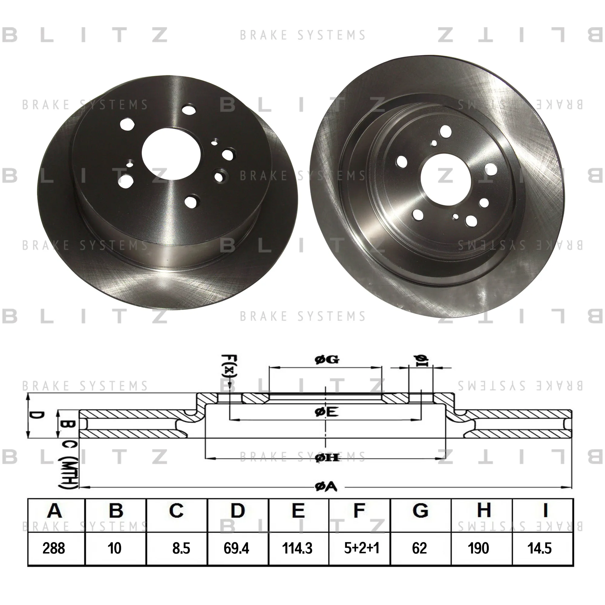 Диск тормозной задний LEXUS RX 03-> BLITZ BS0308