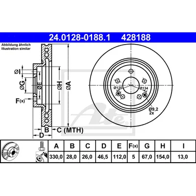 Диск тормозной передний MB ATE 24012801881