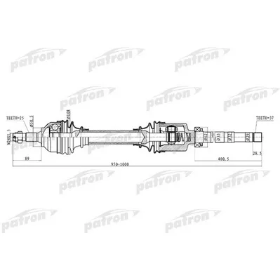 Полуось передняя правая 25x953x58,5x37 CITROEN: C5 04-, C5 PATRON PDS0234