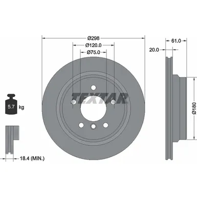 Диск тормозной задний с покрытием PRO ALPINA B10 96-04 / BMW 5-E39 95-04 TEXTAR 92075103