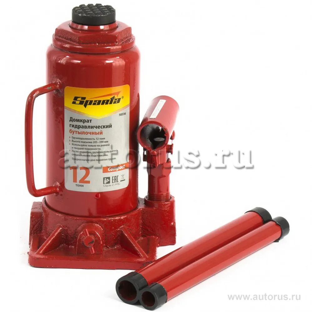 Домкрат гидравлический бутылочный 12 т, h подъема 205-400 мм Sparta Compact 50336 SPARTA 50336