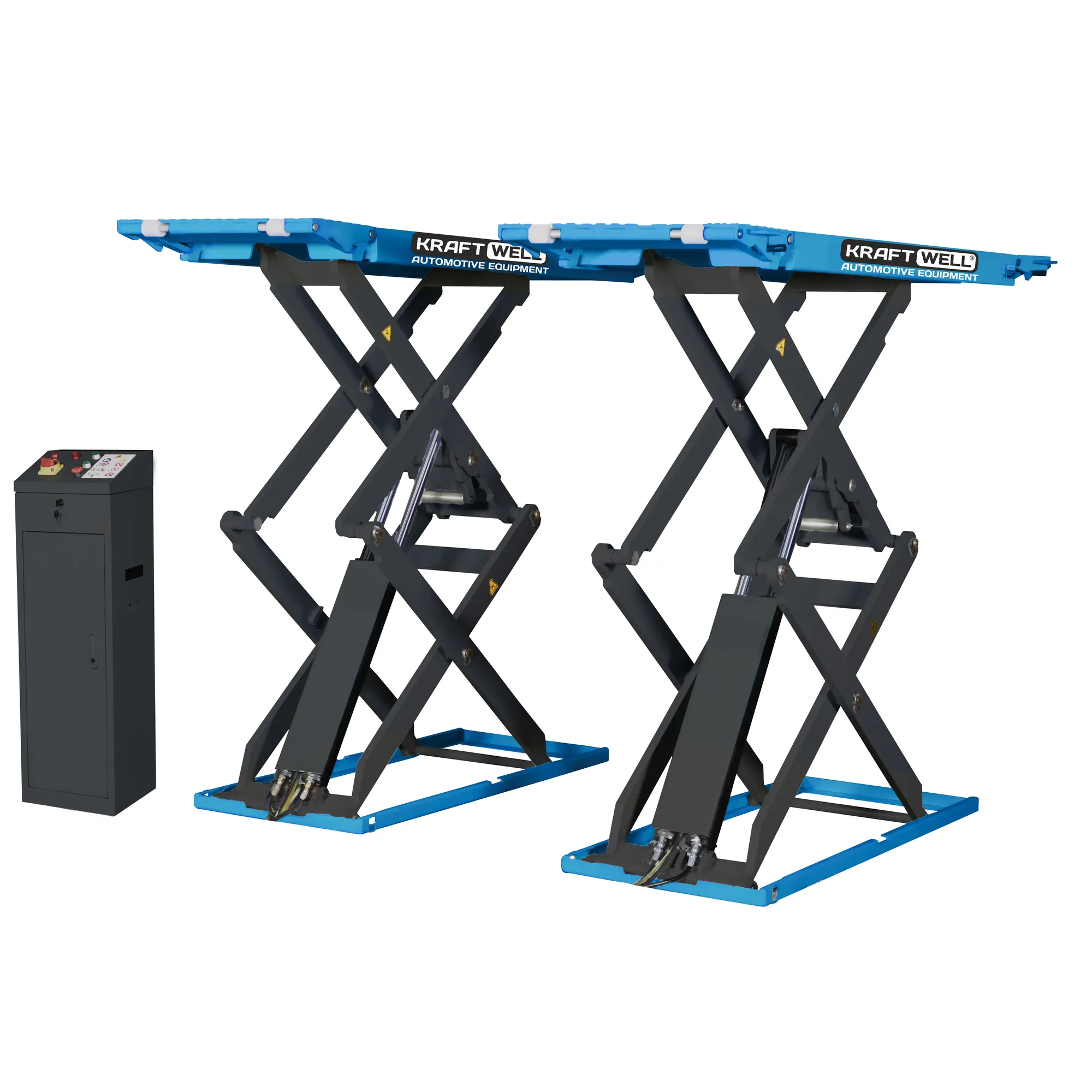 Подъемник ножничный короткий напольный г/п 3500 кг. KraftWell KRW350SF_blue