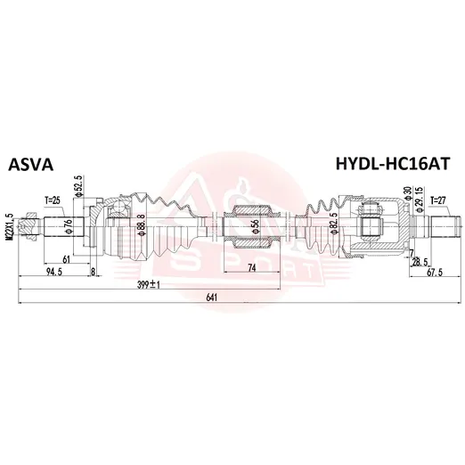 Полуось правая 22x712x22 ASVA HYDLHC16AT