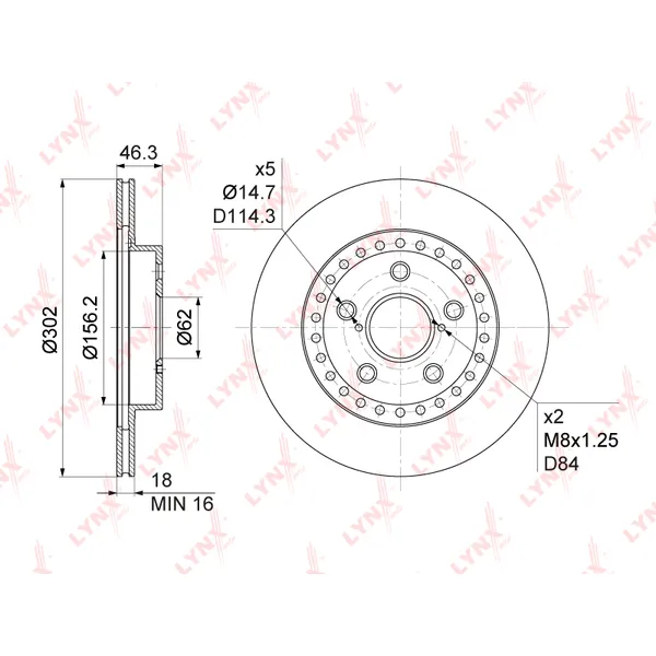 Диск тормозной передний TOYOTA RAV 4 I 94-00 LYNXAUTO BN-1159