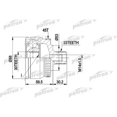 ШРУС наружн к-кт 33x53x30 ABS:45T SKODA: SUPERB 02-, VW PATRON PCV1375