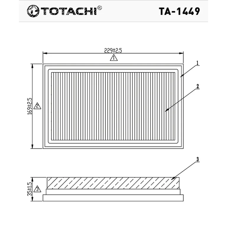 Фильтр воздушный TOTACHI TA-1449 A-2003 V 16546-73C10 MANN C 2329 TOTACHI TA-1449