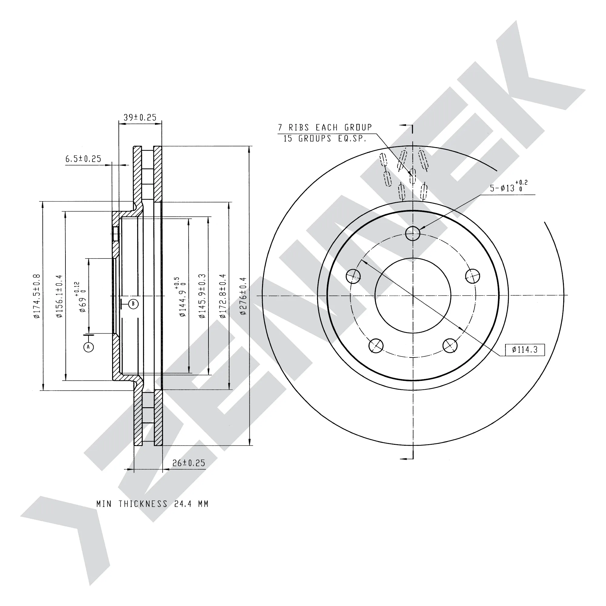 Диск тормозной передний MITSUBISHI LANCER 07-(2 шт) ZENNEK DBD0215