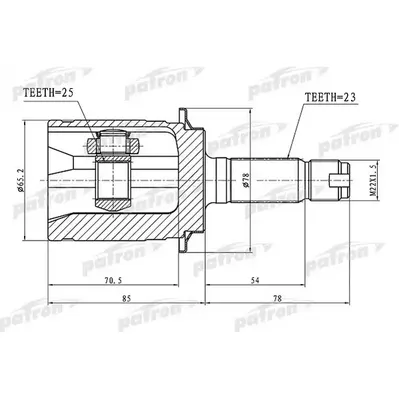 ШРУС наружный задний 23x55x25 HONDA ACCORD CL/CN/CM 02- PATRON PCV1339