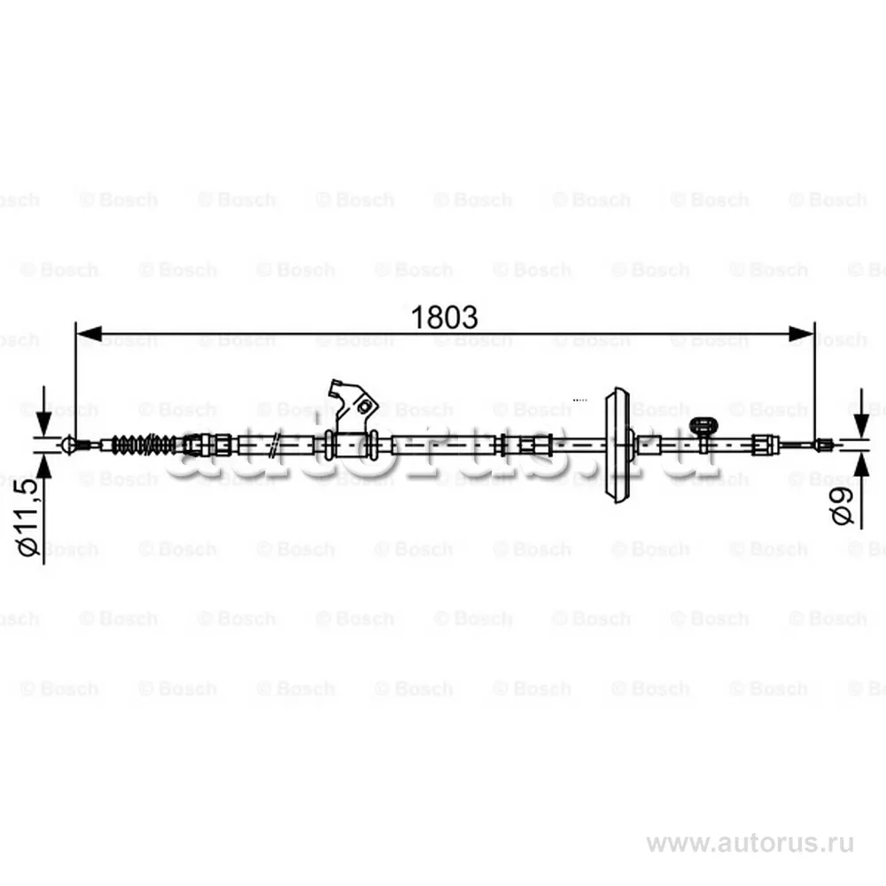 Трос ручного тормоза CHEVROLET CRUZE 1803 мм прав. BOSCH 1 987 482 508