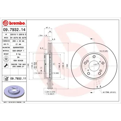 Диск тормозной передний BREMBO 09.7932.14