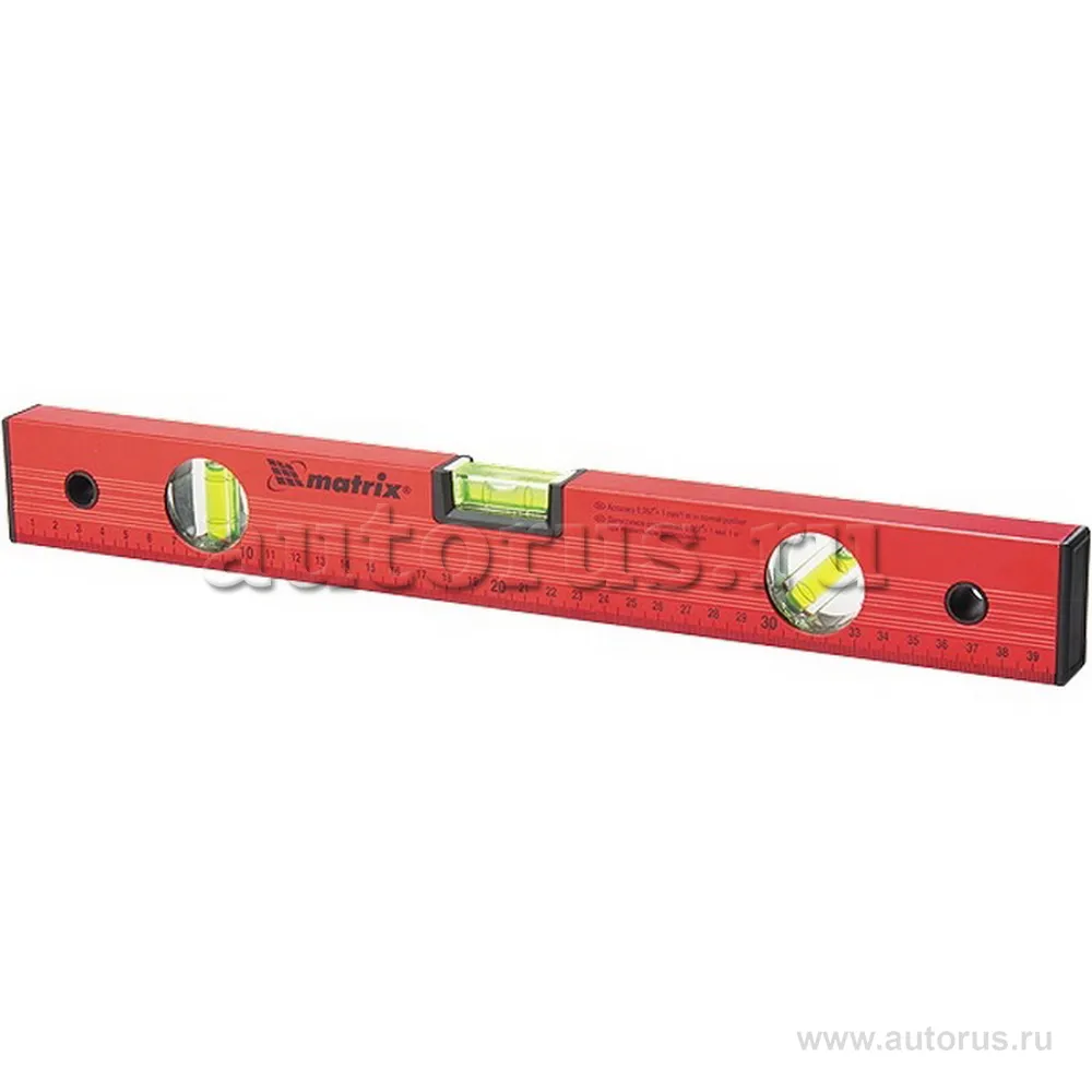 Уровень алюминиевый, 1800 мм, 3 глазка, красный, линейка MATRIX 33238
