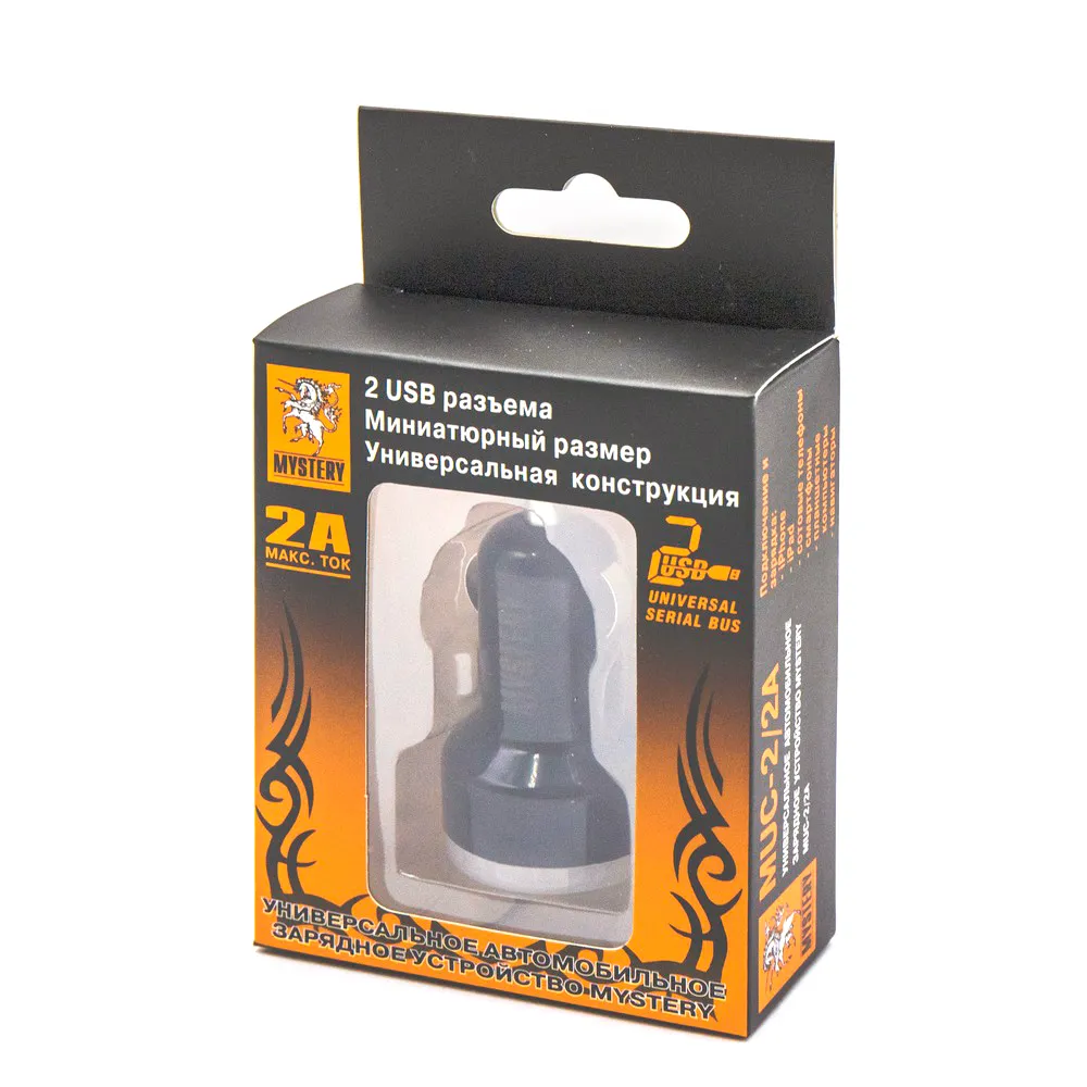 Прикуриватель(переходник) MYSTERY MUC-2/2A, 2 USB