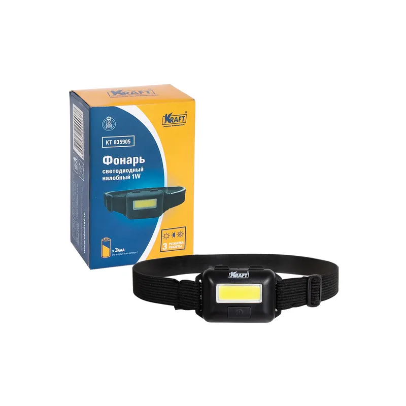 Фонарь светодиодный налобный 1W KRAFT KT 835905 KRAFT KT835905