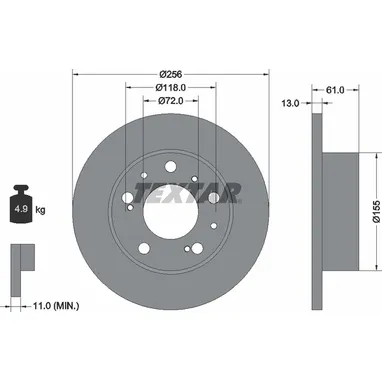 Диск тормозной передний стандартный CITROEN/FIAT/PEUGEOT TEXTAR 92027100