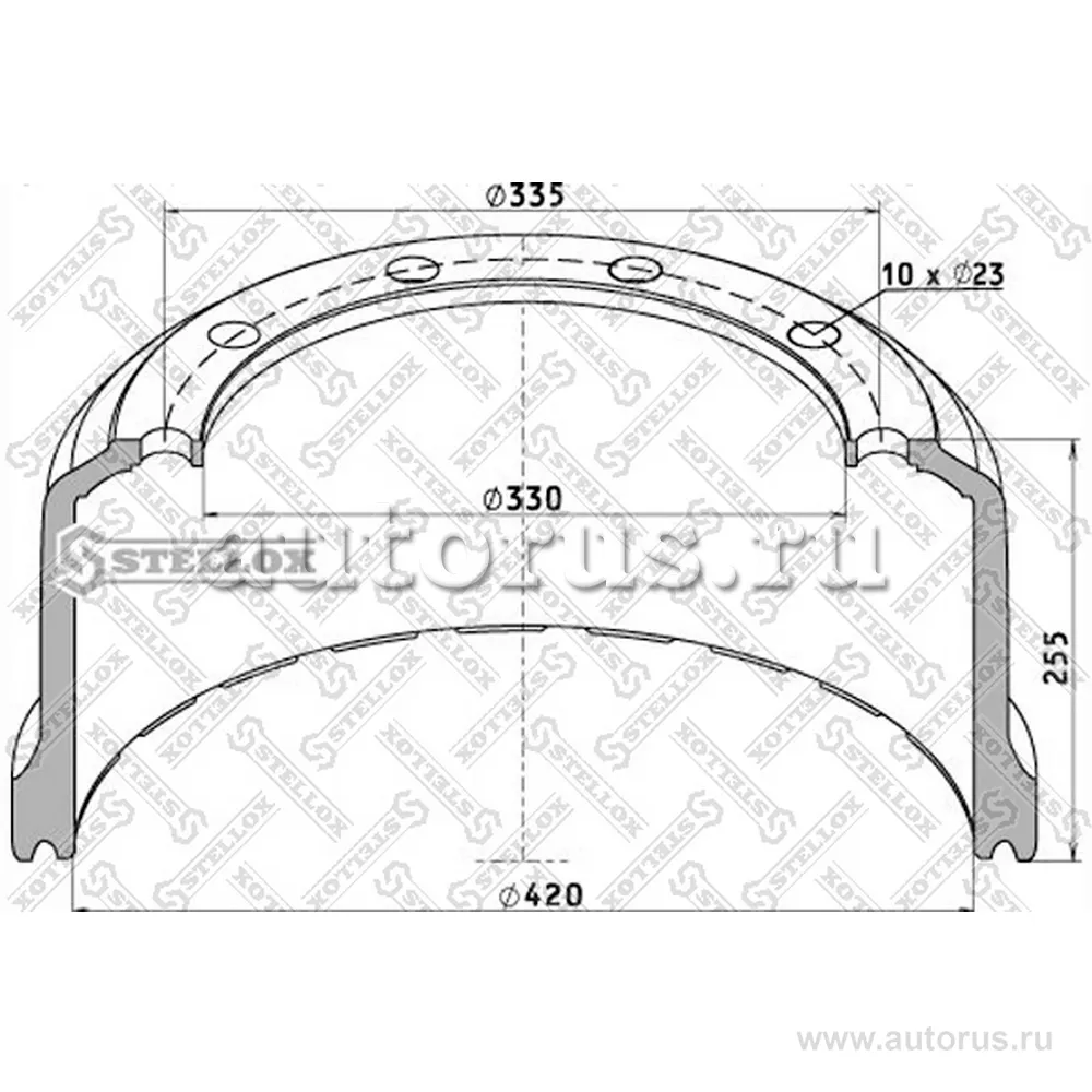 Торм.барабан 420x200/215 H 256 d 300/335 n10x23 SAF SK/RS9042/20 STELLOX 8500062_SX