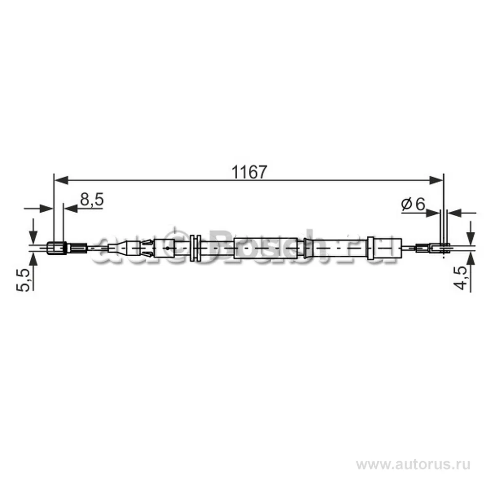 Трос ручного тормоза MB Vito I (W638) 9703 /L=1170mm BOSCH 1 987 477 199