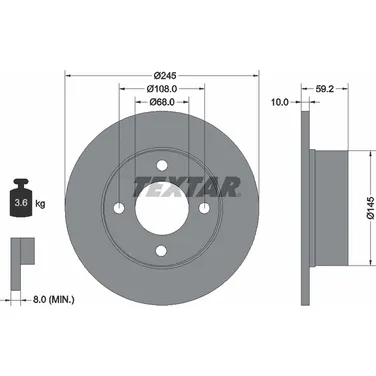 Диск тормозной задний стандартный AUDI TEXTAR 92026100