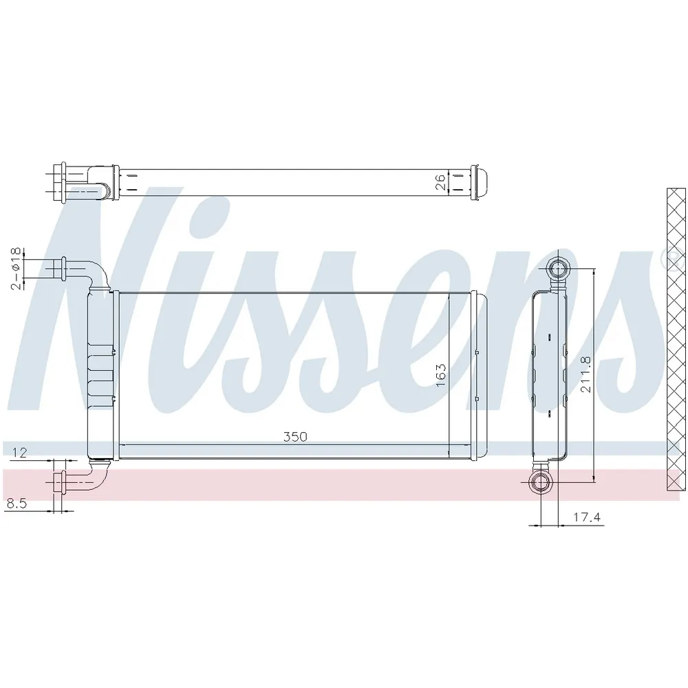Радиатор отопителя салона MB Sprinter/VW Crafter 30-50 2006-> NISSENS 72041