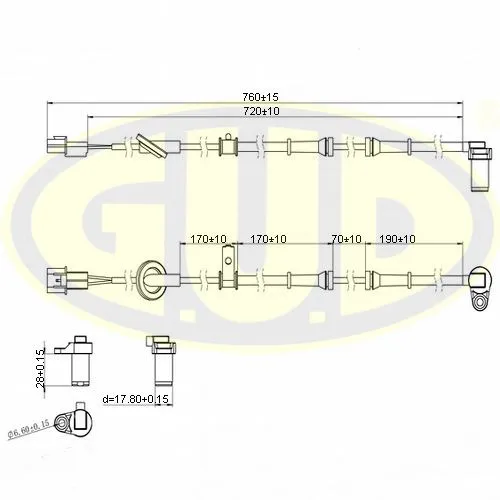 ДАТЧИК ABS ПЕРЕДН HYUNDAI GETZ ПРАВ G.U.D GABS02130