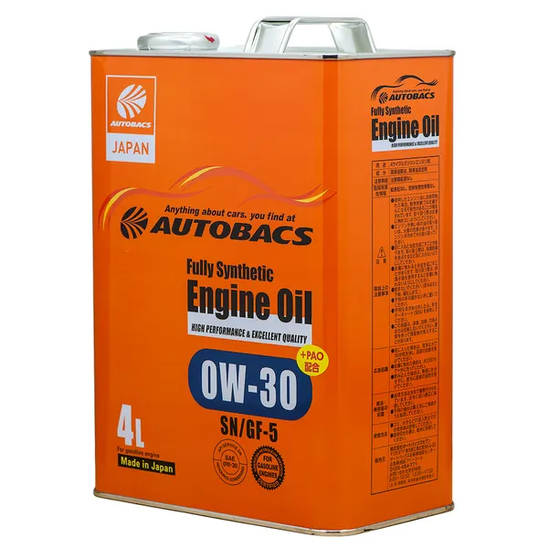 Масло моторное AUTOBACS Engine Oil 0W-30 синтетическое 4 л A01508398