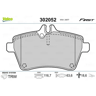 Колодки тормозные перед VALEO 302052