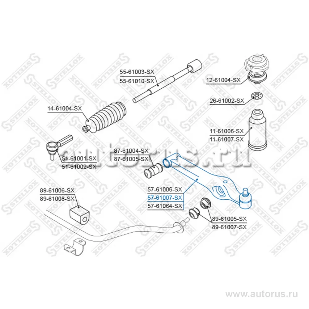 Рычаг VIN: N 140197> Suzuki Wagon R SR410/SR412 97> STELLOX 57-61007-SX