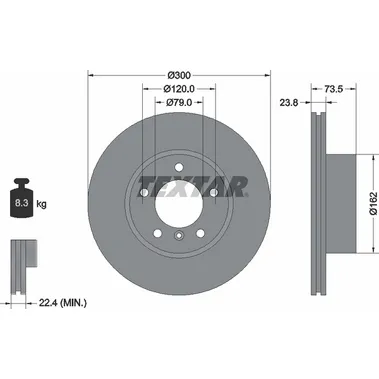 Диск тормозной передний BMW E81/E87/E90 /VENT D=300MM TEXTAR 92137705