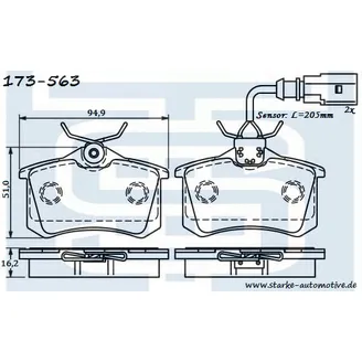 Колодки тормозные VW SHARAN задние STARKE 173563