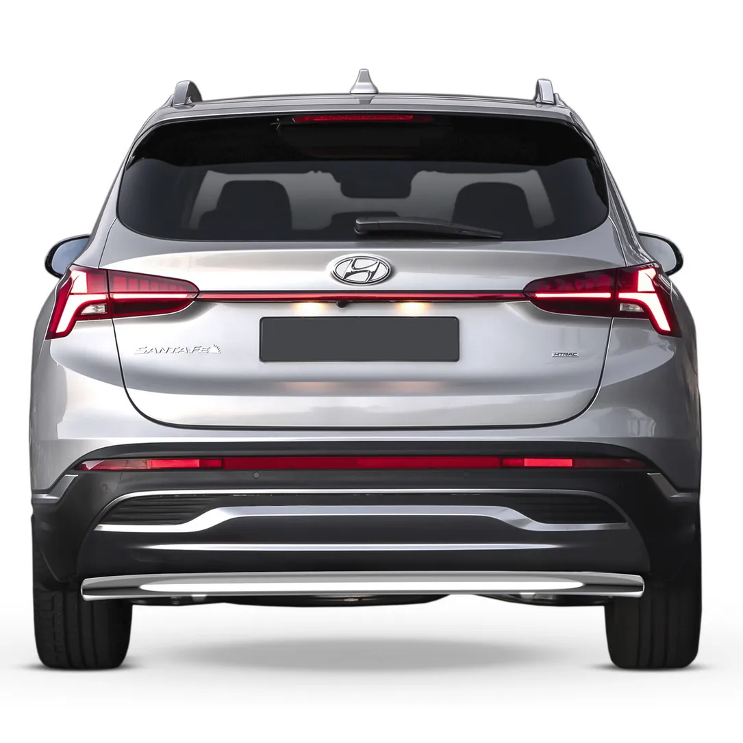 Защита заднего бампера d57 Rival для Hyundai Santa Fe IV рестайлинг 2021-н.в., нерж. сталь, RIVAL R.2313.003