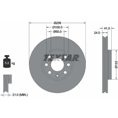 Диск тормозной передний с покрытием PRO HOLDEN/OPEL/VAUXHALL TEXTAR 92091803