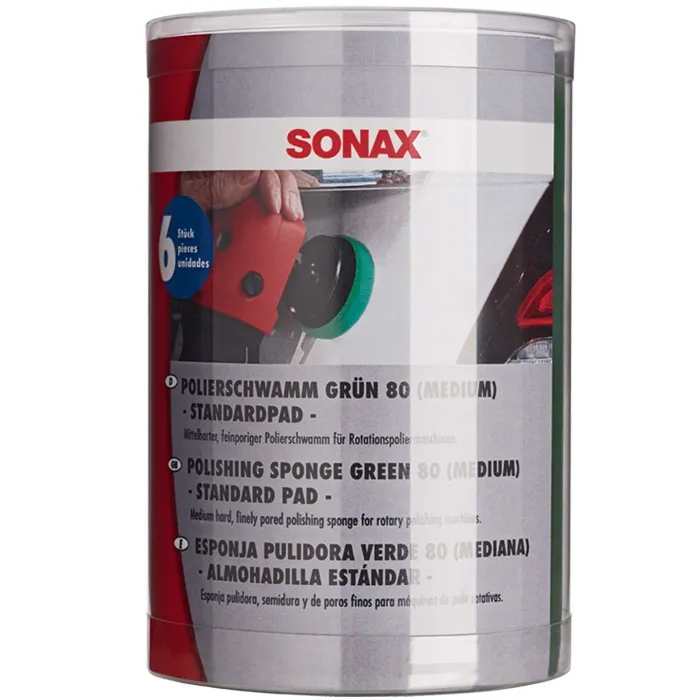 Полировочный круг ProfiLine зеленый 80 (средний) комплект 6 штук SONAX 493541