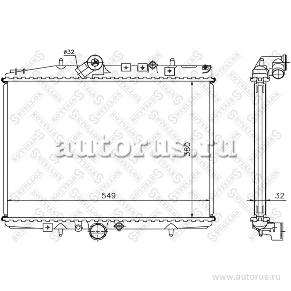 Радиатор системы охлаждения МКПП Citroen C5, Peugeot 607 2.2HDi 00 STELLOX 10-25647-SX
