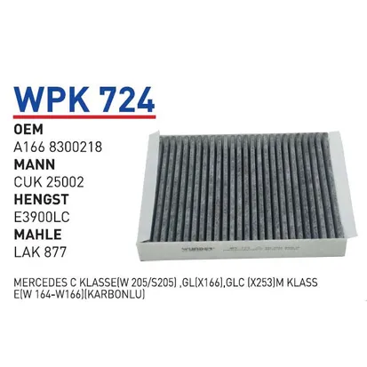 Фильтр салонный (угольный) MB W166/X166 2011-> WUNDER FILTER WPK724