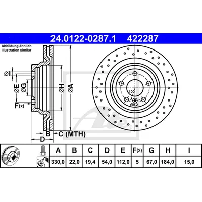 Диск тормозной задний MB W166 2.5-5.0 11 ATE 24012202871