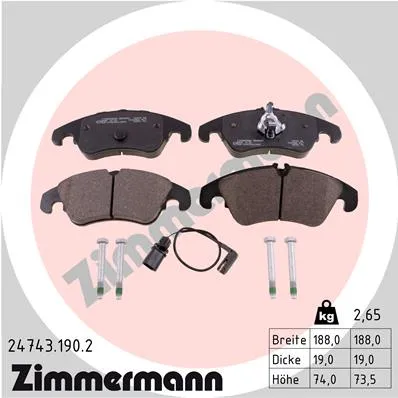 Колодки тормозные ПЕР AUDI A6/A7/Q5 1.8-4.0/TFSI/TDI 08- ZIMMERMANN 247431902