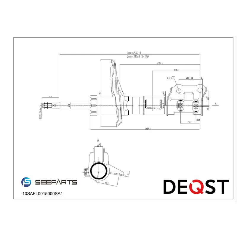 Амортизатор передн левый, HYUNDAI Elantra HD 06-KIA Ceed 06- DEQST 10SAFL0015000