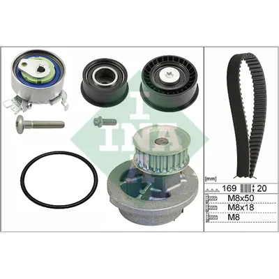 Комплект ремня ГРМ OPELGM 1.6i 16V Z16XE -02MZ5253 (с помпой) INA 530 0078 30