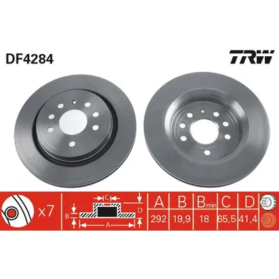 Диск тормозной задний OPEL VECTRA C/SAAB 93 /VENT.D=292MM TRW DF4284