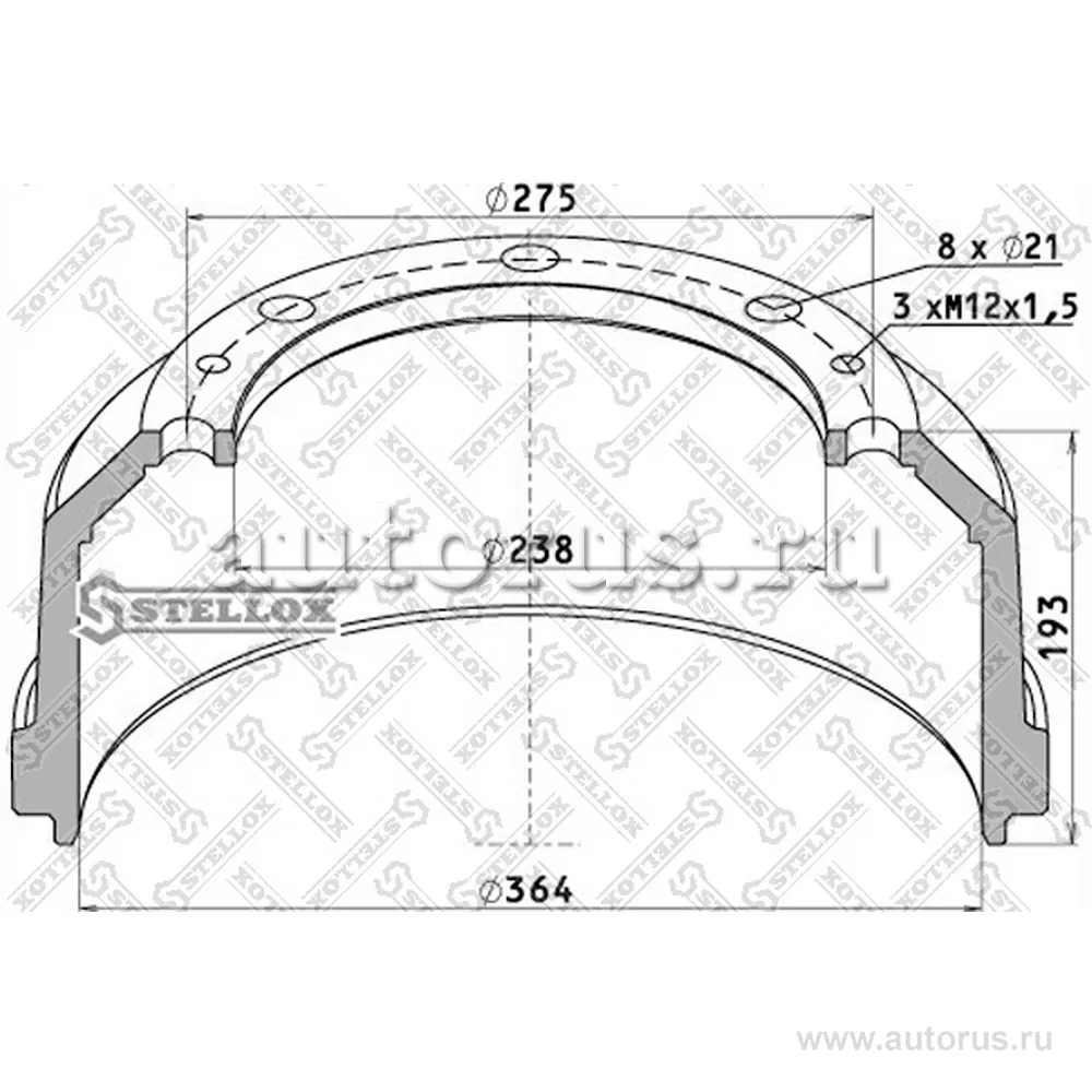 Барабан торм 364x130/142 H193 d238/275 n 364x130/142 H193 d238/ STELLOX 8500132_SX