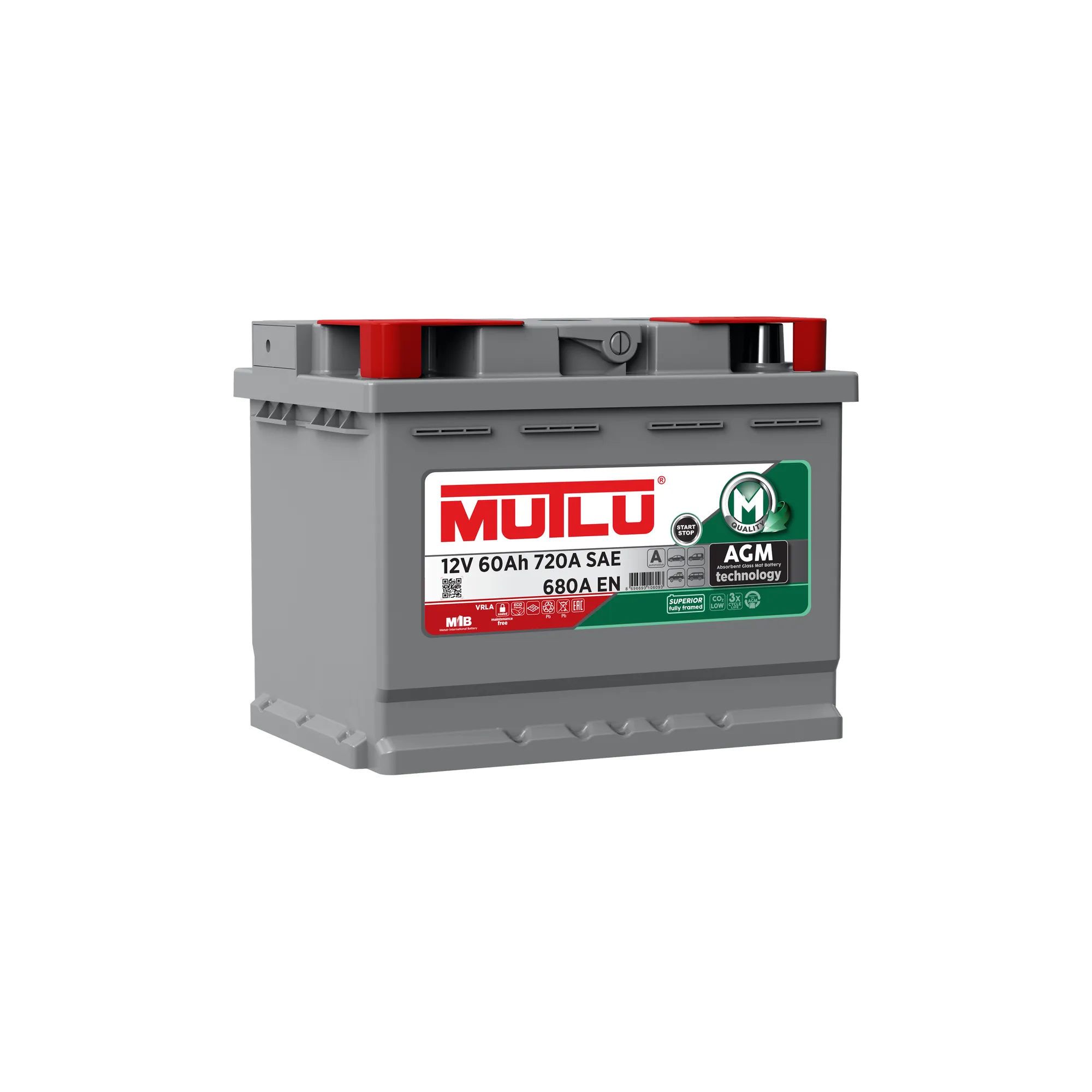Уценка Аккумулятор MUTLU AGM 60 А/ч обратный R+ 242x175x190 L2 EN 680 А