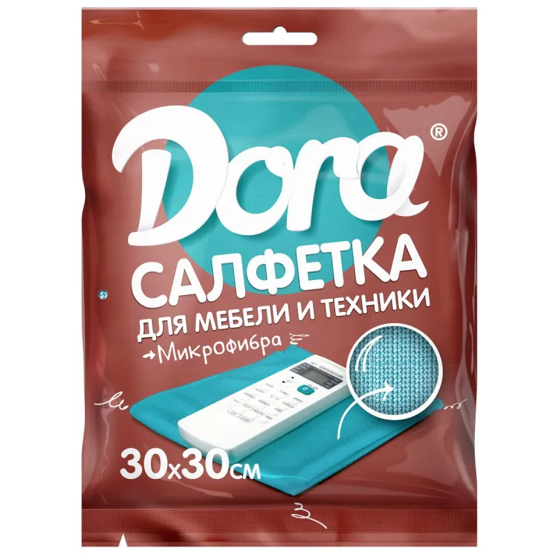 Салфетка хозяйственная для мебели и бытовой техники Dora 30х30см микрофибра 1419023