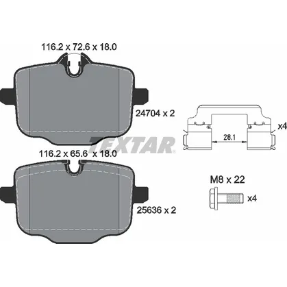 Колодки задние BMW 3(G20)/5(G30)/7(G11/G12)/X3 III/X4/X5 IV/X7 TEXTAR 2470401