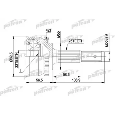 ШРУС наружн к-кт 25x55x22 ABS:42T NISSAN: ALMERA I 95 - PATRON PCV1293