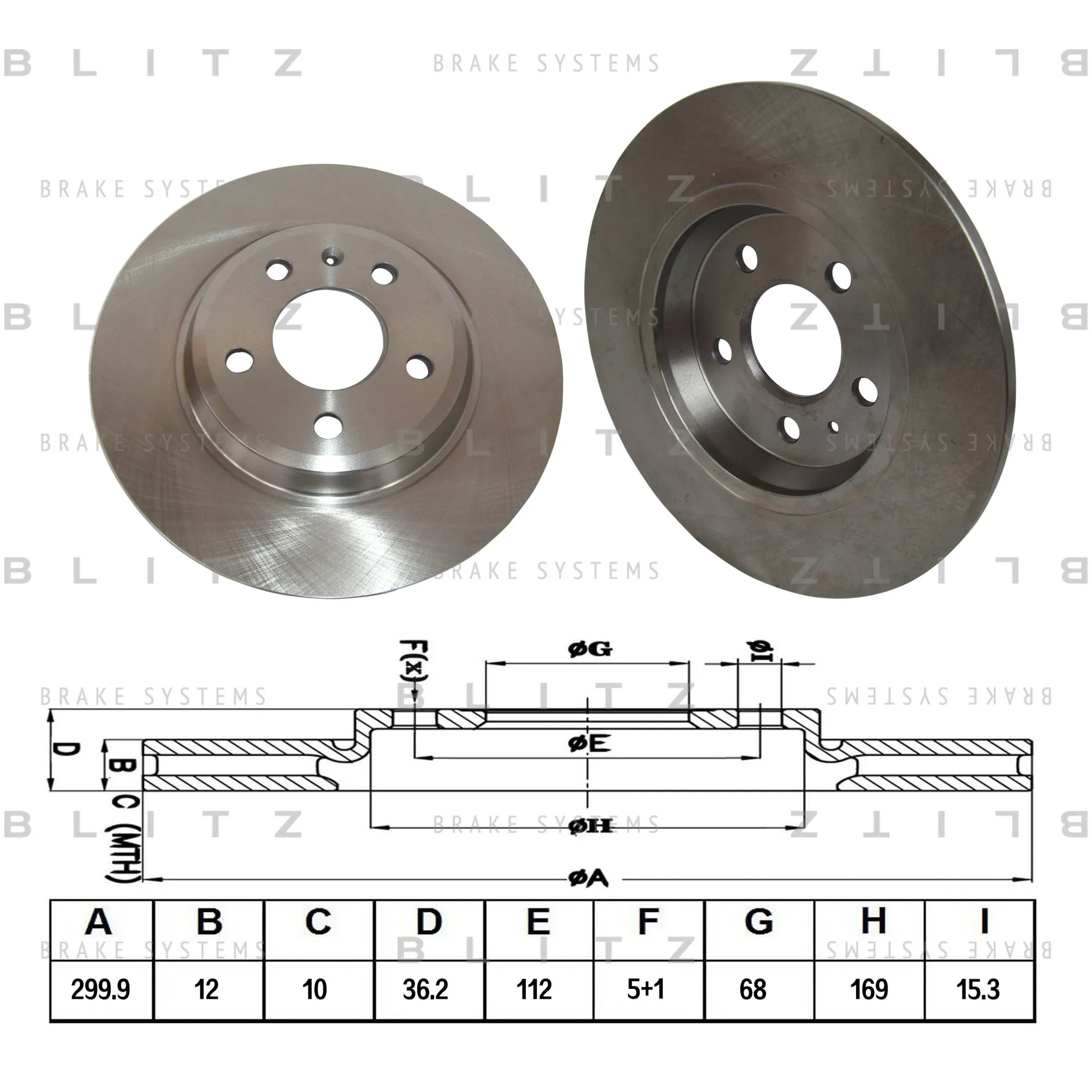 Диск тормозной задний AUDI A4/A5/Q5 08-> BLITZ BS0258